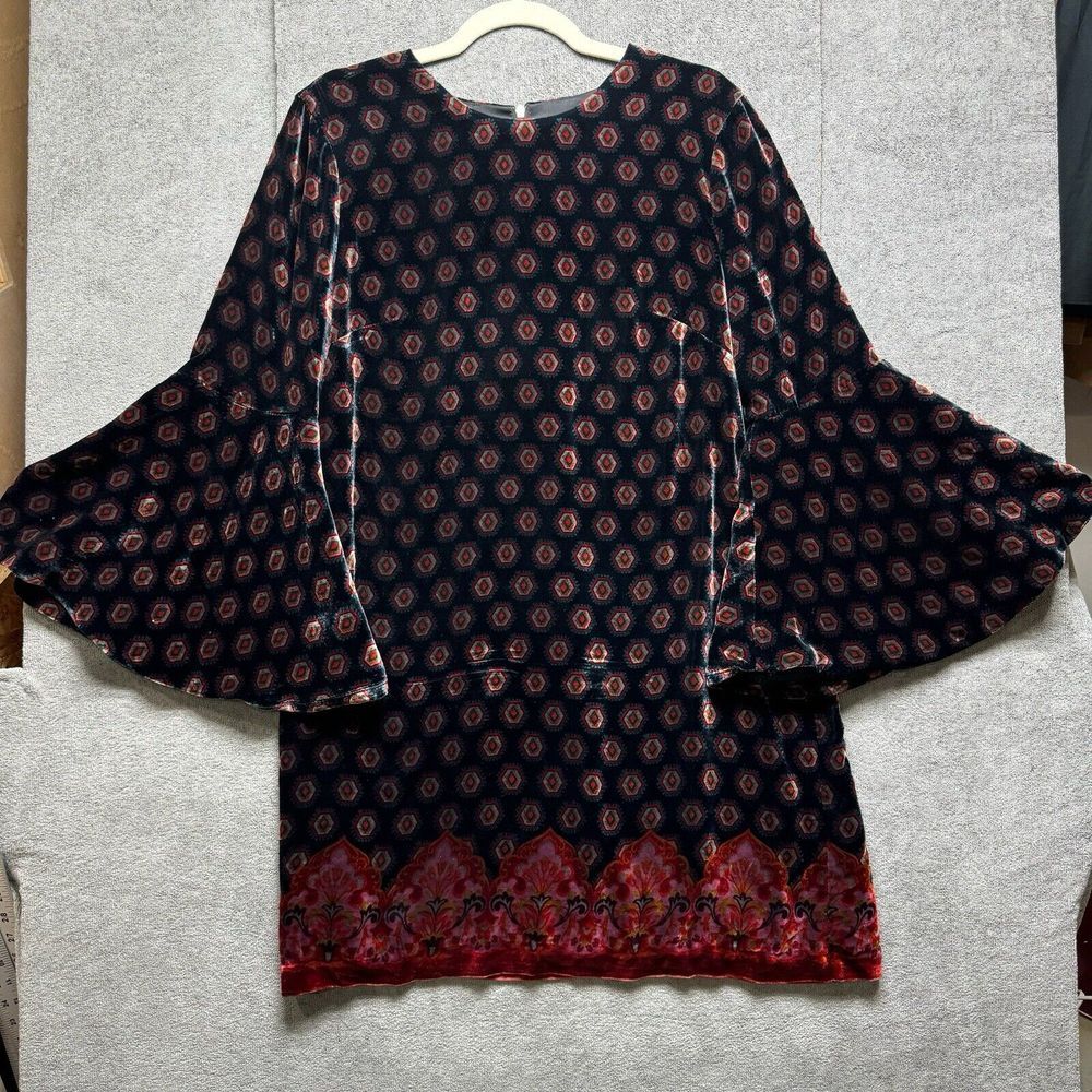 Trina Turk‎ Dress 10 Velvet Dark Whimsigoth Bell Sleeve Fairy Boho Party Holiday